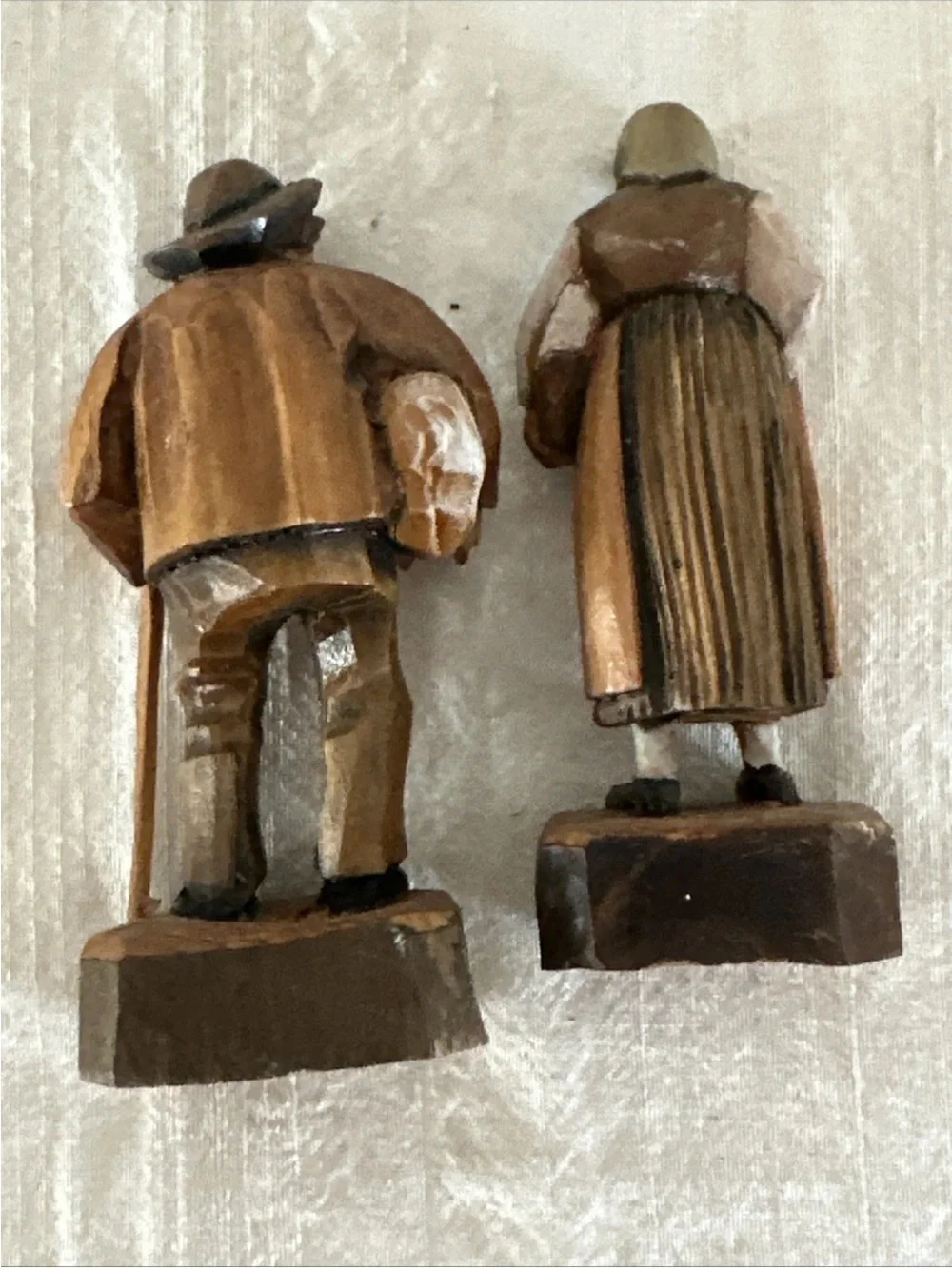 Vintage Hand Carved Wood Couple Figure Man-PIG Woman-CHICKEN GERMANY